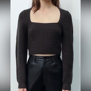 ZARA CROPPED KNIT SWEATER